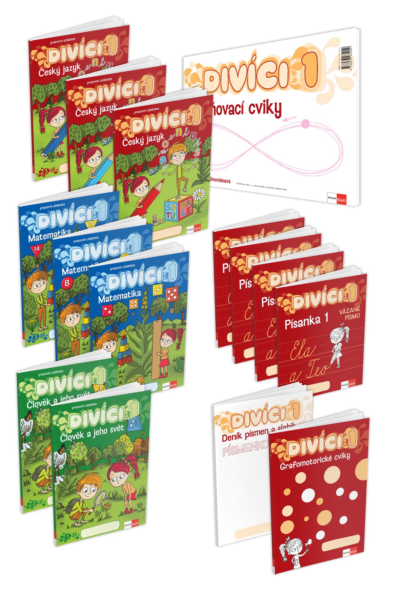 Divíci 1 – základní žákovský balíček – Český jazyk A/S + Matematika + Člověk a jeho svět