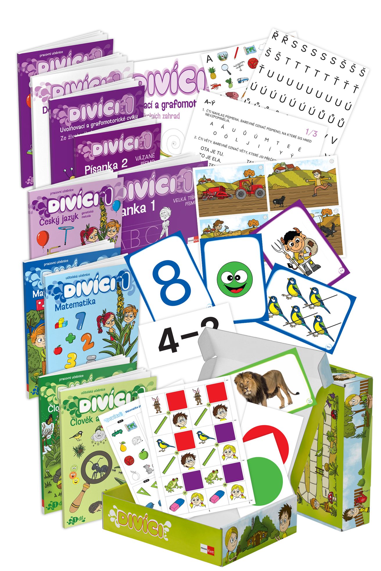 Divíci 1 – rozšířený učitelský balíček – Český jazyk GEN [vázané písmo] + Matematika + Člověk a jeho svět