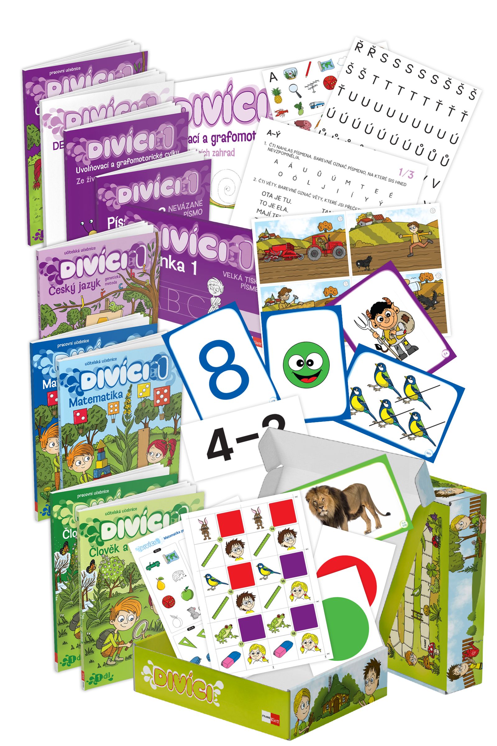 Divíci 1 – rozšířený učitelský balíček – Český jazyk GEN [nevázané písmo] + Matematika + Člověk a jeho svět