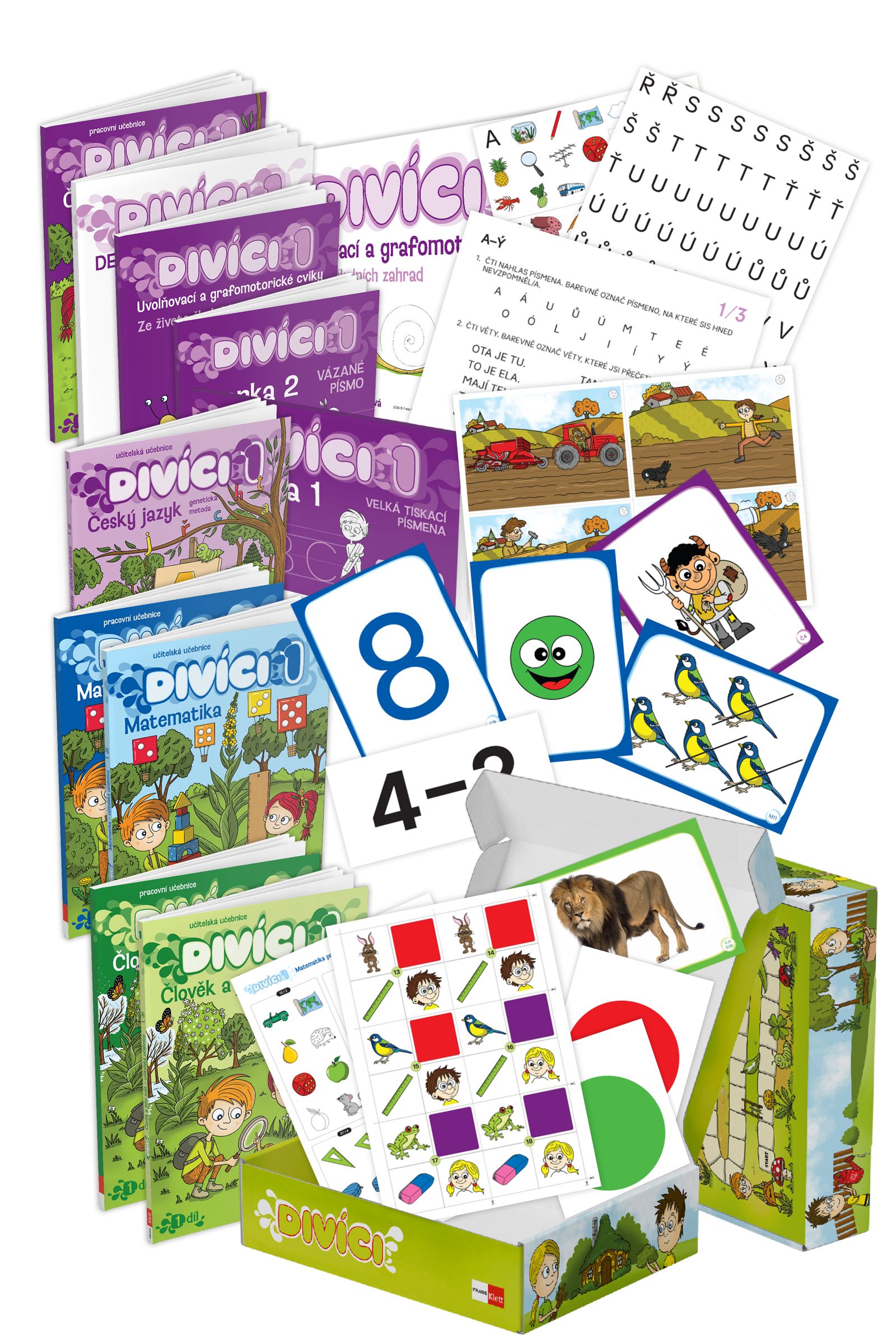 Divíci 1 – rozšířený učitelský balíček – Český jazyk GEN [vázané písmo] + Matematika + Člověk a jeho svět
