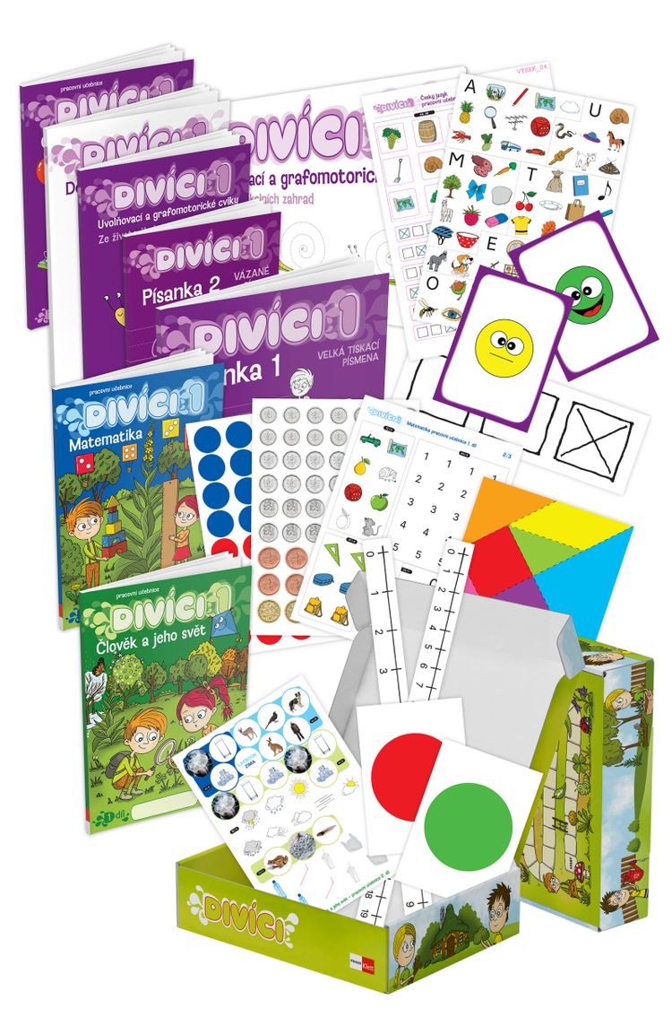 Divíci 1 – rozšířený žákovský balíček – Český jazyk GEN [vázané písmo] + Matematika + Člověk a jeho svět