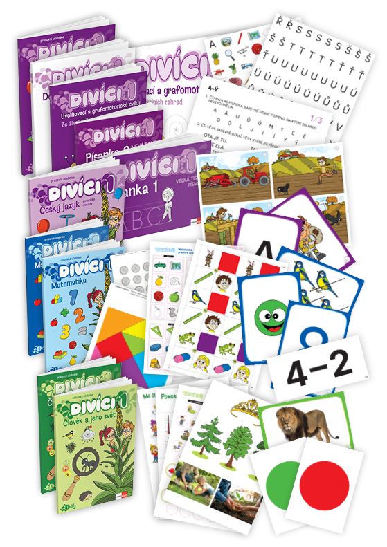 Divíci 1 – rozšířený učitelský balíček – Český jazyk GEN [nevázané písmo] + Matematika + Člověk a jeho svět