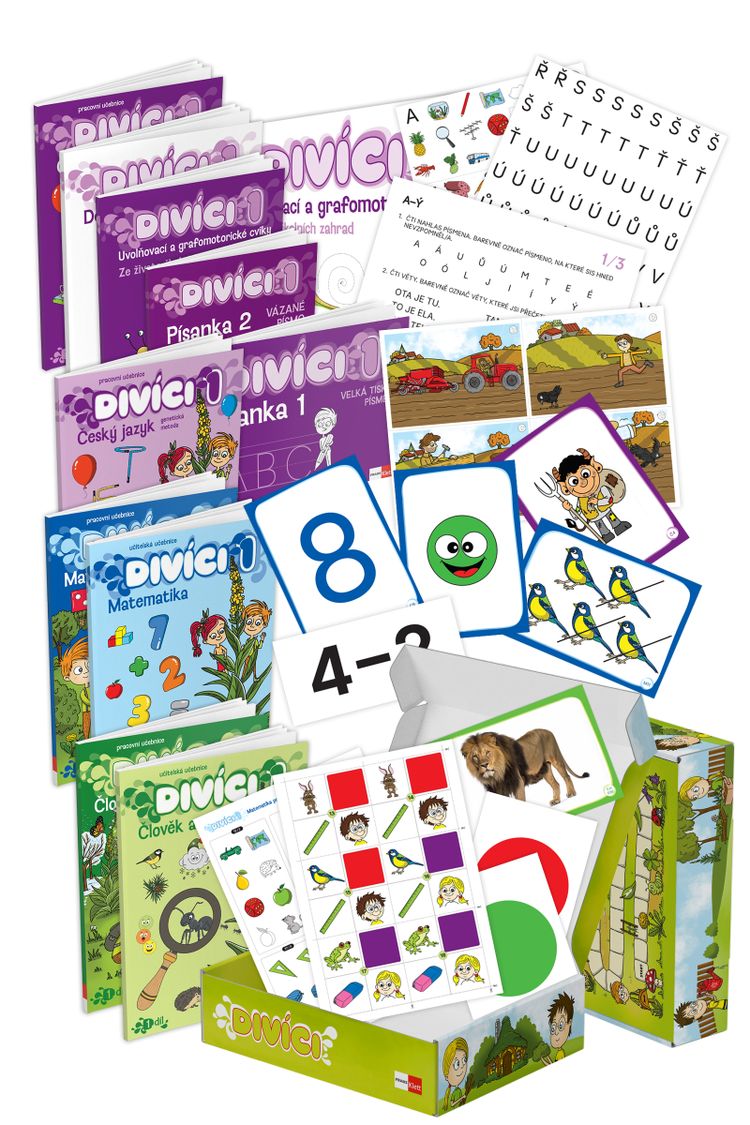 Divíci 1 – rozšířený učitelský balíček – Český jazyk GEN [vázané písmo] + Matematika + Člověk a jeho svět