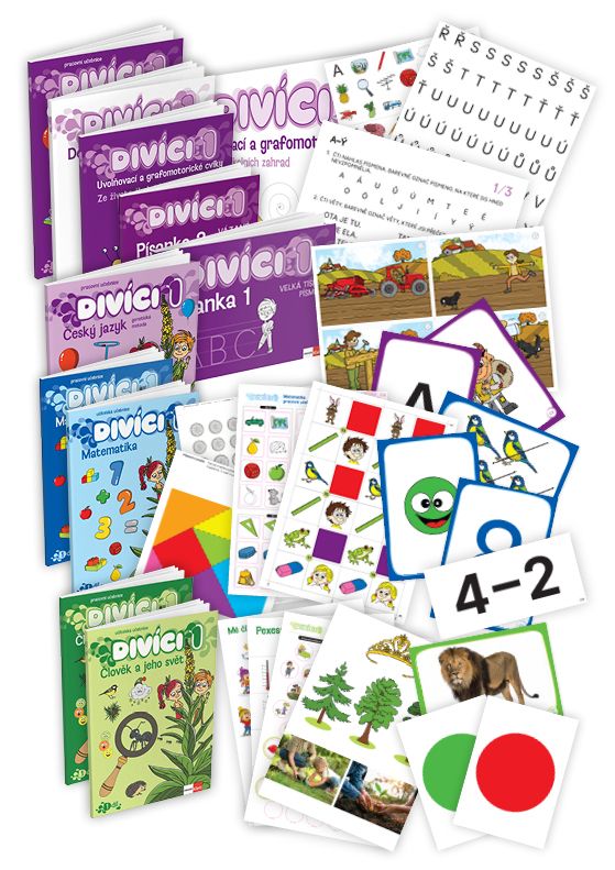Divíci 1 – rozšířený učitelský balíček – Český jazyk GEN [vázané písmo] + Matematika + Člověk a jeho svět
